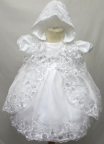 Highly Detailed Baby Girl's 2pc Christening Gown With Cape (0-6months)