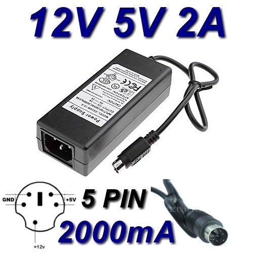 TOP CHARGEUR ® Adattatore Caricatore Caricabatteria Alimentatore 12V 5V 2A 5 PIN per Sostituzione DA-30C01 WD Elements WD5000E035-00 HDD