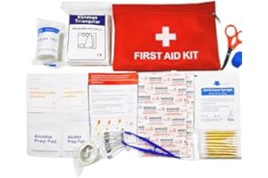 LUXIREMI Medi Mini First Aid Kit, 14 kinds74 Pieces Small First Aid Kit for Travel, Home, Office, Vehicle, Camping, Workplace & Outdoor (Red)