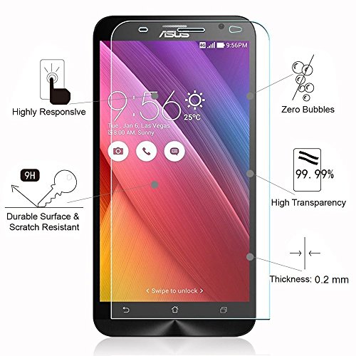  2 Pack  ASUS ZenFone 2 Ze550ml Ze551ml Protector de Pantalla  iVoler ASUS ZenFone 2 Ze550ml Ze551ml Vidrio Templado Protector de Pantalla Empaquetado al por Menor para ASUS ZenFone 2 Ze550ml Ze551ml 5 5  -Dureza de Grado 9H  Espesor 0 20 mm  2 5D Round Edge- Ultra-trasparente   Anti-golpe   Ajuste Perfecto   No hay Burbujas - Garant  a Incondicional de 18 Meses