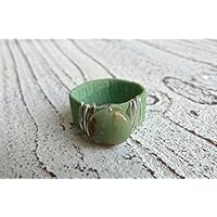 Ring aus Kork, grün mit Jaspis, vegan, Geschenk
