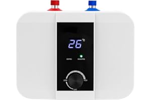 VINNYOOC Scaldacqua istantanea elettrico, 1500 W, mini scaldabagno con indicatore di temperatura a LED, 220 V, scaldabagno elettrico per acqua calda