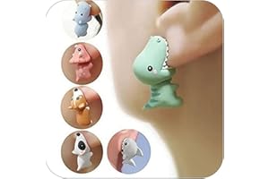 YANCHUN 6Pairs Cute Animal Bite Earrings for Women Trendy 3D Clay Earrings Animal Cartoon Biting Ears Stud Earrings Christmas Jewelry Gifts