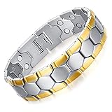 Jfume 18k Gold Natural Pain Relief Magnetic Therapy Link Bracelet For Arthritis And Joint Pain,men 8.5"