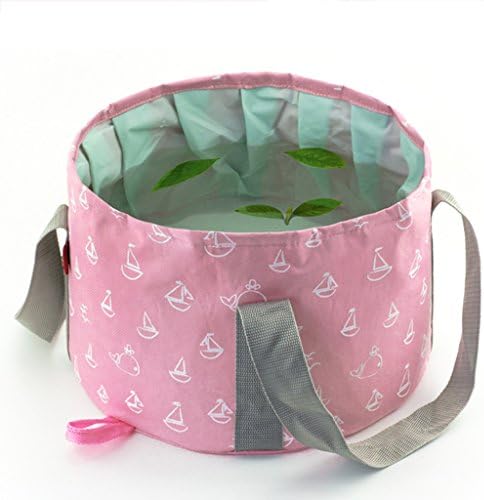 portable Collapsible Pots travel Footbag Washtub Polyester cloth Tourist foot tub ( Color : Pink , Size : 11*7 inches )