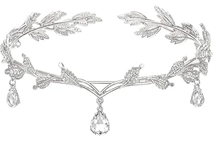 VIDSTW Tiara Duende Corona Princesa de Forma Hoja Tiara Princesa Tocado Novia con Diamantes Imitación Roma Tiara Mujer Disfraz Elfo Mujer Accesorios para Boda Fiesta Cumpleaños