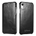 Produktbild ICARER iPhone XR Ledertasche Hülle Vintage Antik Handytasche Leder Hülle Case mit Verstecktem Magnetverschluss für Apple iPhone XR 6,1 Zoll (Schwarz)