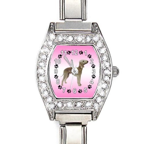 Bedlington Terrier Damenuhr Italian Charms mit Strass Bedlington Terrier Damenuhr Italian Charms mit Strass