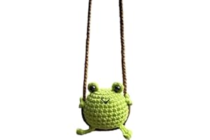 QHGPNT Car Mirror Hanging Accessories, Green Car Accessories, Crochet Accessories, Hangings Car Accessories, Frog Gifts, Frog Plush, Car Hangings Accessories, Unique Car Decor, 6.5 * 6 * 28cm
