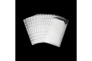 AXEWOODZ 12 buste trasparenti in PVC, formato A6, 6 fori, senza cerniera, aperte lateralmente, per contanti, budget, buste impermeabili per raccoglitori, foto, organizzazione contanti