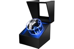 BLENDRA Latest Single Automatic Watch Winder, Mute Japanese Motor, Removable Soft Watch Pillow, Watch Winders for 1 Watches Rotation Storage Display Box for Mechanical Watches(Blue-Led)