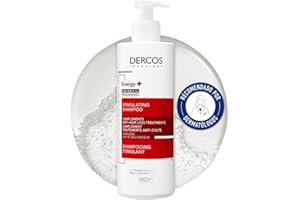 Vichy Champú Anticaída, Efecto Estimulante, Apto Para Todo Tipo de Cabello, Cuero Cabelludo Sano y Detoxificado, Con Aminexil, Energy+, Dercos Technique, 400 ml