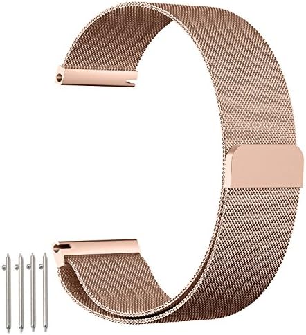 Samsung Gear S3 Frontier / Classic Watch Strap, 22mm Watch Strap, einBand Fully Magnetic Closure Clasp Mesh Loop Milanese Stainless Steel Metal Replacement Band Bracelet Strap for Samsung Gear S3 Frontier/ Classic Watch, LG G Watch, MOTO 360 2nd 46MM, Asus ZenWatch 2, PEBBLE Time, Fossil Q and for all models spring bars 22mm watch, Rose Gold