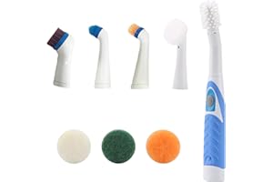 iFCOW Spazzola elettrica per centrifuga, 5 in 1 Spazzola per la pulizia elettrica portatile per uso domestico con 5 testine di ricambio per la cucina il bagno le scarpe la vasca delle piastrelle