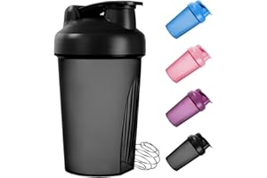 Fefod Protein Shaker, Shaker Proteico 500 ML, Bottiglia con Miscelatore Sfera In Acciaio Inox, Borraccia Palestra a Prova di Perdite con Tappo a Vite & Scala, Senza BPA