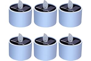 Frunimall Lot de 6 bougies chauffe-plat LED sans flamme, bougies solaires d'extérieur avec mèche 3D, étanche IP42 pour l'extérieur, pour mariage, festival, fête de la Saint-Valentin