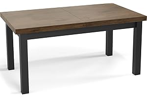 WFL GROUP Moderner Rechteckiger Ausziehbarer Esstisch - Platzsparend - Schwarze Holzbeine - 160 bis 210 cm - Hergestellt in EU - 160 x 90 cm - Eiche Lefkas
