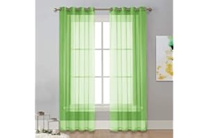 Surwin 2 Stück Gardinen mit Ösen, Grün 132x210cm Vorhänge, Modern Transparent Vorhänge Wohnzimmer Polyester Gardinen Küche Fenster Wohnzimmer Schlafzimmer
