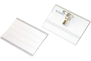 Identyfikator DONAU z Klipsem i Agrafką Otwór z Boku Transparentny/Prezentacja/Typ-z Klipsem i Agrafką/Materiał-Plastik/Kolor-Transparentny