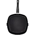 SQ Professional Ultimate Carbon Steel Grill Pan - Non-Stick Griddle with Handle - Stove Pan - Grill Steak and Veggies (24cm)