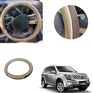 Auto Pearl - Ring Type Car Steering Wheel Cover Universal Genuine PU Non-Slip Natural Rubber Well Padded Grip Breathable Leatherite for - XUV 500 (Diamond Media Brown Beige)