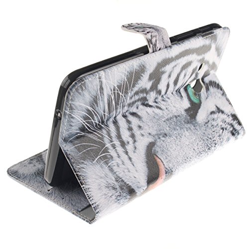 Felfy Slim Full Body Weiß Tiger Sharp Grünen Augen Muster PU Lederhülle Case Cover Etui Schutz Hülle Tasche für Samsung Galaxy Tab 3 Lite T110 T111 T113 + 1x Koala Anti Stöpsel + 1x Black Stylus - 4