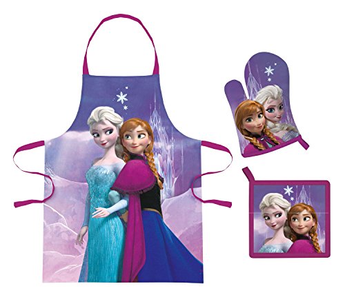 Preisvergleich Produktbild p:os 25188 Schürzenset Disney Frozen, 3 teilig im Geschenkkarton
