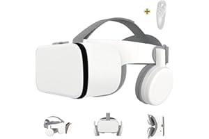 LONGLU VR-Brille für iPhone und Android-Handys, 3D-Brille für Virtuelle Realität, mit kabellosen Kopfhörern, für Imax-Filme und Spiele mit einer Fernbedienung (weiß)
