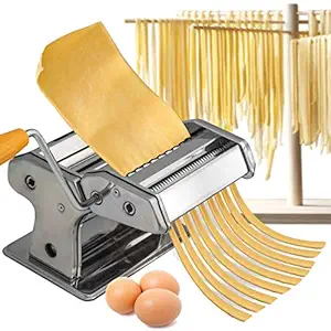MYHEART Stainless Steel Noodles Cutter Roller Pasta Machine Making Dough Roller Cutter Machine Hand Crank Manual Tagliatelle and Fettuccine Cutters