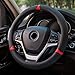 Produktbild D-Typ Lenkradabdeckung,Lenkradbezug,Lenkradschoner,Universal Auto Lenkradhülle 37-39 cm/ 15''aus Mikrofaser-Leder Lenkrad AbdeckungLenkradbezug für Auto Zubehör - Schwarz & Rot