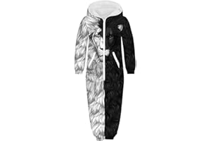 Morbuy Herren Jumpsuit Jogger, Unisex Herren Kapuzenpullover Strampelanzug 3D Printed Onepiece Sweatshirt Männer Strampler Weich Nachtwäsche Fitness Bekleidung