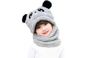 JFAN 2 in 1 Cappello Bambino Invernale Unisex Cappello con Orecchie da Orso Caldo Antivento Passamontagna per Ragazzo e Ragazza