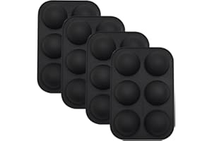 YXHZVON 4 Pezzi Stampo in Silicone Palla, 6 Fori Cioccolato Stampi Emisfero Teglia ø 5 cm Per il Cioccolato, Torta, Gelatina, Mousse Cupola (Nero)