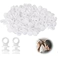 Azonee Curtain Track Gliders, 100Pcs Plastic White Curtain Hooks Effortless Gliding Curtain Rail Slider Hooks Rollers for Window Door Shower Curtains