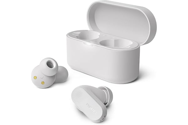 Philips TAT3509WT Auriculares Inalámbricos Bluetooth con Cancelación de Ruido - Pequeños, Sonido Natural, Graves dinámicos, Estuche de Carga de Bolsillo, Llamadas claras - Blanco