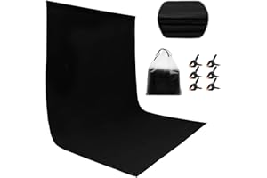 Miorkly czarne tło, 1,8 x 2,8 m tło z 6 szczypcami, dekoracje do studia fotograficznego, 100% poliester, przenośne, składane, czarne tło fotograficzne (nie wchodzi w zakres dostawy)