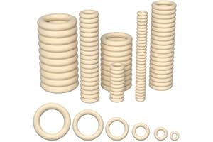 Chiluxendo 100 Stück Holzringe zum Basteln, Makramee Ringe, Serviettenringe, Holzring Hölzern, Natürliche Holzreifen, für Kunst & Handwerk, Heimwerken, Wohnkultur & Schmuckherstellung, 6 Größen