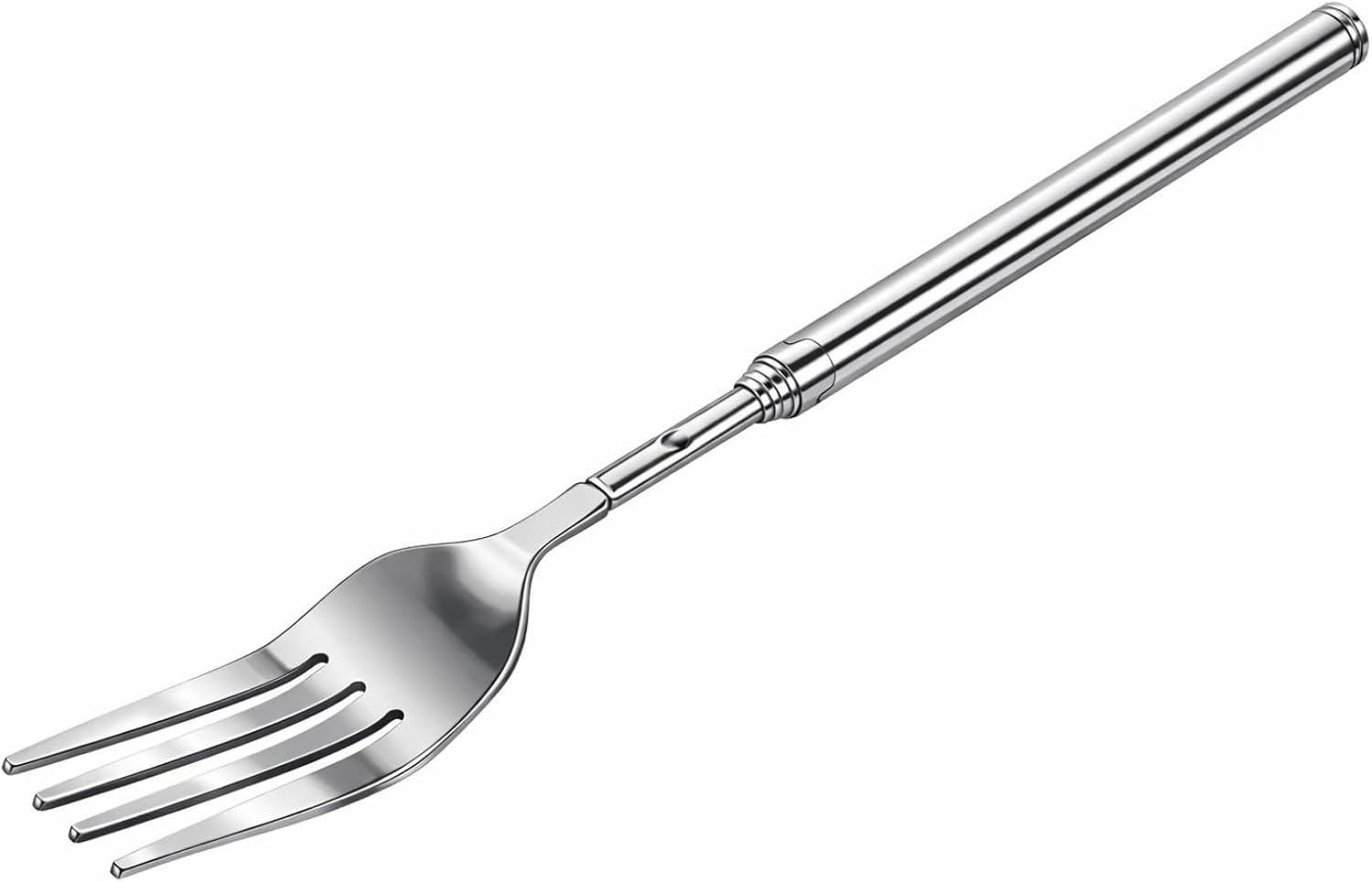 1PC Extendable Fork - Telescopic Roasting Fork - Stainless Steel Long Handle BBQ Tool for Camping Fire Pit and Outdoor Cooking - Silver 22.1-64.6cm