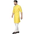 Enmozz Men's Plain Solid Cotton Blend Kurta for HALDI Pooja Festival