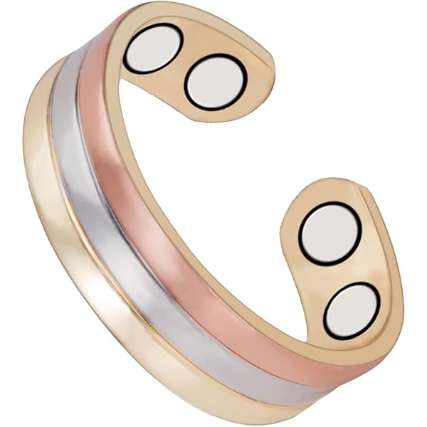 YINOX 2020 Anello magnetico in rame bicolore per artrite donna/uomo regolabile sano (CPR-0948), Rosso