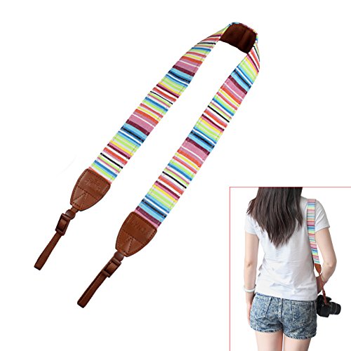 LYNCA L-254Z bandouli  re sangle de cou sangle d   paule amovible au style boh  me pour tous les appareils photo dslr Canon Nikon Sony Olympus Pentax etc  arc-en-ciel 