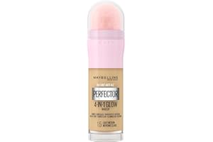 Maybelline New York Instant Anti Age Rewind Perfector, 4-In-1 Glow Primer, Concealer, Highlighter, Self-Adjusting Shades, Evens Skin Tone with a Glow Finish, Shade: 1.5 Light Medium, 20.0 milliliters