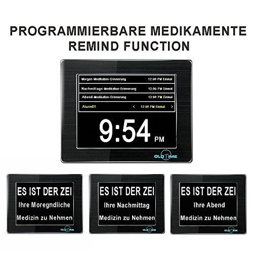 OLDTIME® 8″ Digitaler Kalender Tag Uhr Für Demenz Alzheimerkranke/sehschwachen Gelesen Werden. (Alzheimeruhr ) Große Zeitanzeige . Sehr Gut Geeignet Für ältere -Schwarz - 4