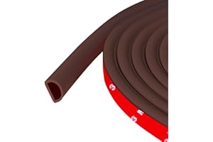 PROTALWELL Joint de porte autocollant en silicone en forme de D pour cadre de porte/fenêtre, brun (14 mm de large x 12 mm de haut), Longueur 6 m
