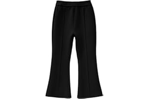 JiAmy Pantaloni a zampa da ragazza, in cotone termico, flared yoga, leggings con tasche, per bambini, caldi e confortevoli, per bambine dai 3 ai 14 anni