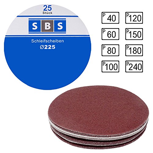 SBS Schleifscheiben Klett-Schleifpapier Ø 225 mm 25 Stück Korn 60 - 5