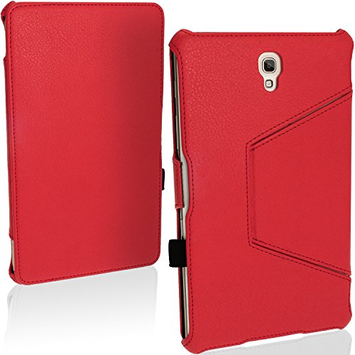igadgitz Rot PU Ledertasche Hülle Cover für Samsung Galaxy Tab S 8.4″ SM-T700 mit Multi-Winkel Betrachtungs + Auto Sleep/Wake + Handschlaufe + Displayschutzfolie - 2