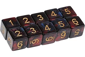 Yourandoll 10 pièces dés polyédriques D6 dés 6 Faces de Jeux de dés en Acrylique pour DND Dice RPG MTG Table Jeux (Red Blue)