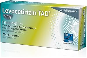 TAD PHARMA MEMBER OF KRKA GROUP Levocetirizin TAD 5 mg: Antihistaminikum zur Behandlung des allergischen Schnupfens und von juckenden Ausschlägen bei Nesselsucht, 20 Filmtabletten