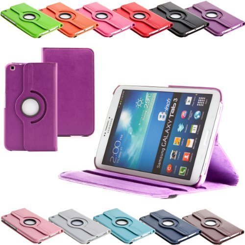 Tab3 360 ° Schutztasche für SAMSUNG GALAXY TAB 3 Hülle Schutz Etui Tasche Cover Case (8.0 Lila)